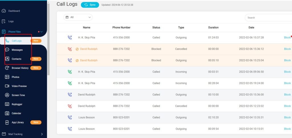 Call Logs and Text Message Monitoring