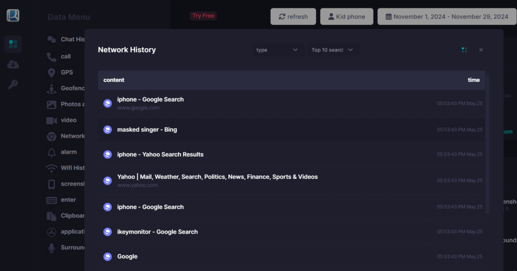 Website & Browser History