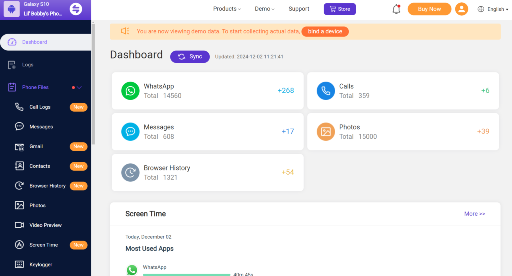 MoniMaster dashboard