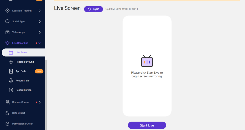 Live Screen Recording